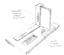 Schets grafsteen met RVS strip
