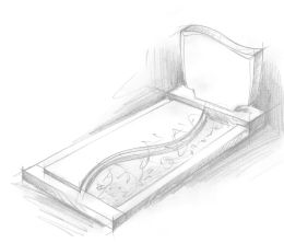 Schets grafsteen met golvende dekplaat