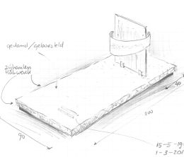 Schets grafzerk met glasplaat en RVS band