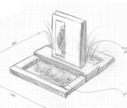 Schetsontwerp grafsteen met RVS plaat