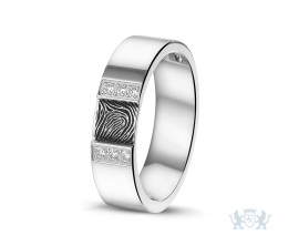 Stalen ring met vingerafdruk en zirkonia