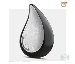 TearDrop Adult Urn Black and Hmd Silver