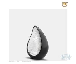 TearDrop Keepsake Urn Black and Hmd Silver