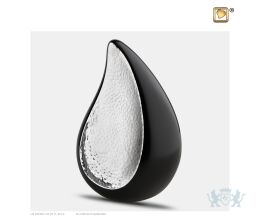 TearDrop Medium Urn Black and Hmd Silver