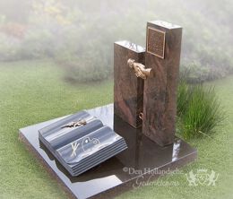 Urnmonument met natuurstenen boek