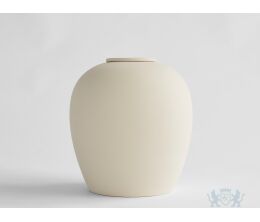 VERNO – handgemaakte eco urn in zacht beige engobe