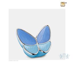 Wings of Hope Keepsake Urn Peal Blue and Pol Silver