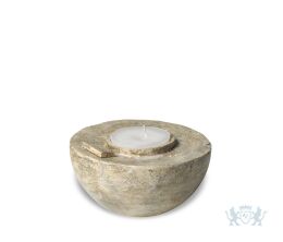 Witte keramische urn met kaarshouder
