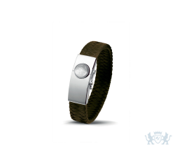 Zilver/lederen armband met vingerafdruk