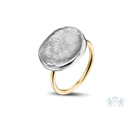 Zilveren ring met in zilvergegoten vingerafdruk
