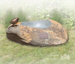 Zwerfkei met vogeldrinkbakje