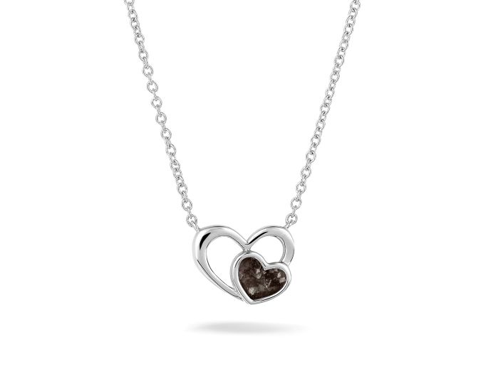 Ashanger dubbel hart zilver foto 1