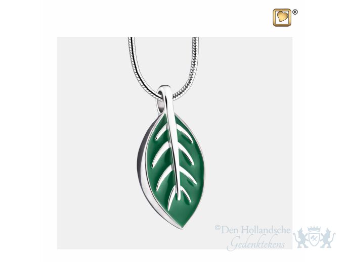 Elegant Leaf Ashes Pendant Pearl Green and Pol Silver foto 1