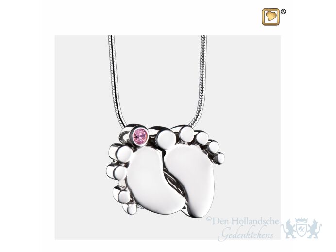 BabyFeet Ashes Pendant Pink and Pol Silver w/Zirconia foto 1