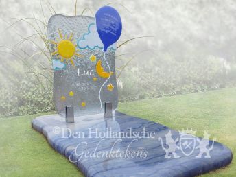 Blauw kindergrafje met ballon