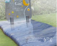 Blauw kindergrafje met ballon foto 3