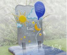 Blauw kindergrafje met ballon foto 2