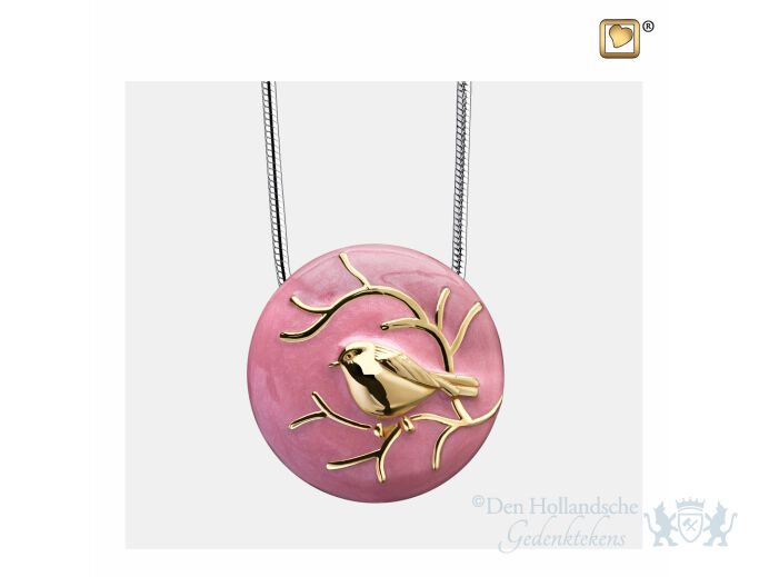 BlessingBirds Ashes Pendant Pearl Pink and Pol Gold Vermeil foto 1