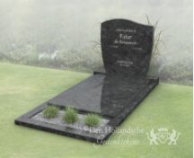 Budget golfkop grafsteen met bloemstrook en dekplaat foto 3