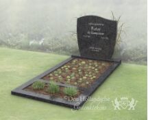 Budget golfkop grafsteen met bloemstrook foto 5
