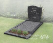Budget golfkop grafsteen met bloemstrook foto 2