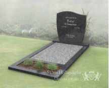 Budget golfkop grafsteen met bloemstrook foto 1