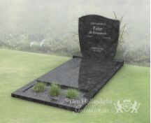 Budget golfkop grafsteen met bloemstrook foto 1