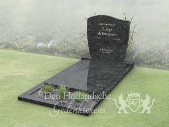 Budget golfkop grafsteen met bloemstrook