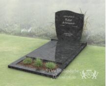 Budget golfkop grafsteen met bloemstrook foto 5