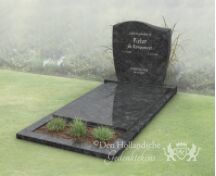 Budget golfkop grafsteen met bloemstrook foto 4