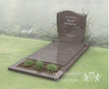 Budget golfkop grafsteen met dekplaat en bloemstrook foto 6