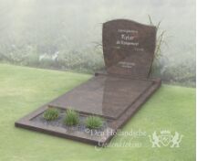 Budget golfkop grafsteen met dekplaat en bloemstrook foto 5