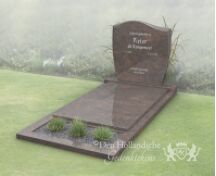 Budget golfkop grafsteen met dekplaat en bloemstrook foto 4