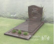 Budget golfkop grafsteen met dekplaat en bloemstrook foto 2