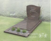 Budget golfkop grafsteen met dekplaat en bloemstrook foto 1