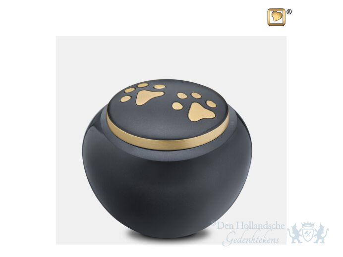 Classic Round Medium Pet Urn Midnight and Bru Gold foto 1