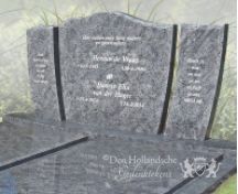 Dubbel grafmonument met driedelige letterplaat foto 2