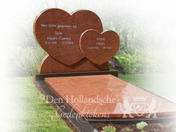 Dubbel grafmonument met harten