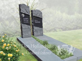 Dubbel grafmonument met ruwe zuilen