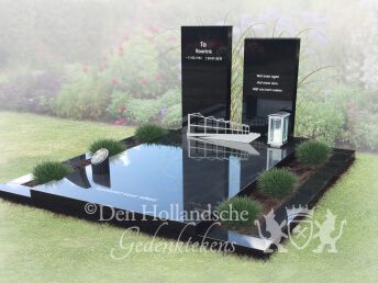 Dubbel grafmonument met RVS kas