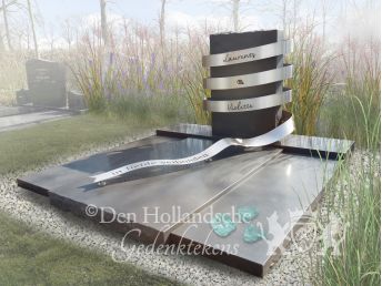 Dubbel grafmonument met RVS