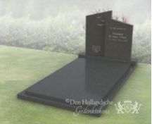 Eenvoudig grafmonument met schuine lettersteen foto 2