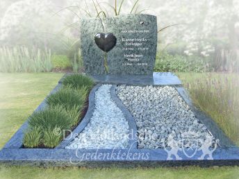 Eigentijds dubbel grafmonument met hart