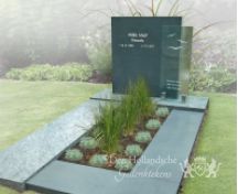 Eigentijds grafmonument van groen natuursteen foto 1