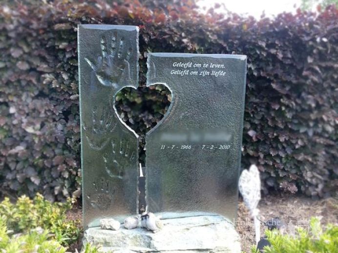 Gedenkteken glas met speels hart foto 1