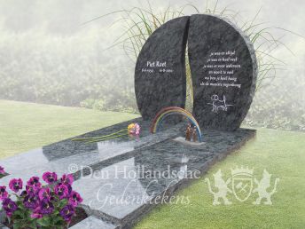 Gepolijst grafmonument met ruwe rand