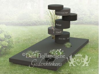 Gestapelde ronde schijven in modern grafmonument