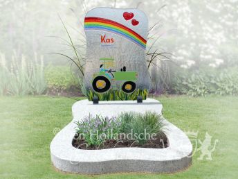 Glazen grafmonument met kindertekening