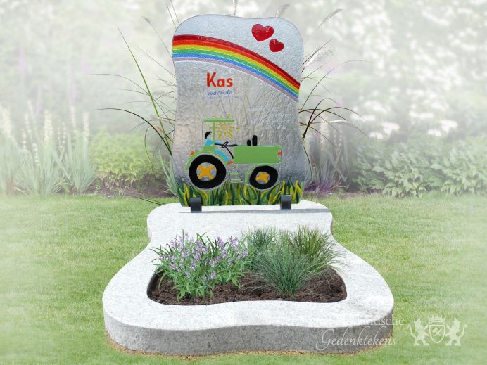 Glazen grafmonument met kindertekening foto 1