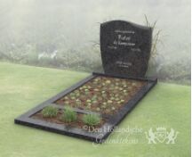 Golfkop grafsteen met bloemstrook foto 4